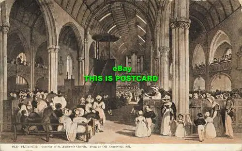 R602135 Old Plymouth. Innenraum der St. Andrews Church. Aus einer alten Gravur. 183