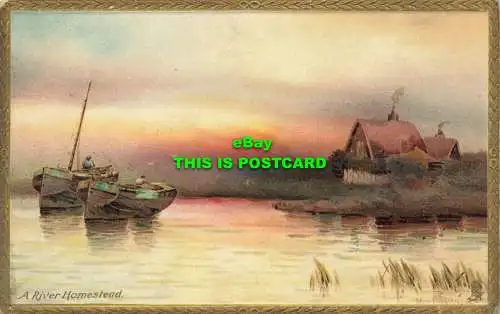 R601876 A River Homestead. Tuck. Postkarten Seriennr. 10. Sonnenuntergänge an der Küste