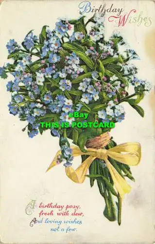 R605408 Geburtstagswünsche. Ein Geburtstags-Posy frisch mit Tau. Postkarte. 1924