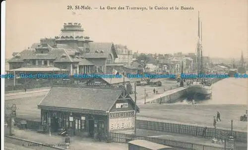 R030324 St. Malo. Der Straßenbahnbahnhof, das Casino und das Becken. B. Hopkins