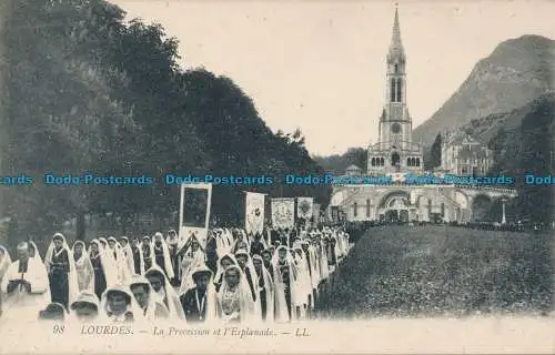 R030373 Lourdes. Die Prozession und die Esplanade. LL. Nr. 98