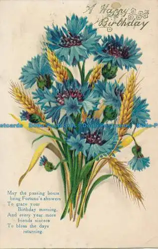 R031264 Grußpostkarte. Alles Gute zum Geburtstag. Blumen. Philco. 1929