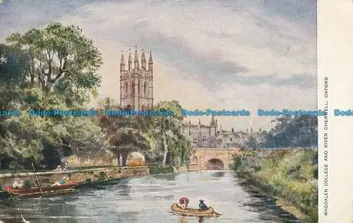 R029880 Magdalen College und River Cherwell. Oxford. Der Künstler. 1904