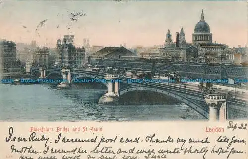 R031334 Blackfriars Bridge und St. Pauls London. Stengel