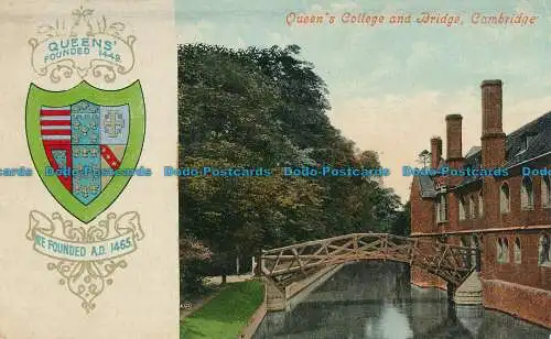 R030477 Queens College und Brücke. Cambridge. Valentinstag. 1912