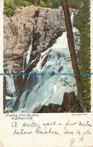 R032163 Gruß von Ste. Anne de Beaupre. P.Q. Ste. Anne Falls. 1903