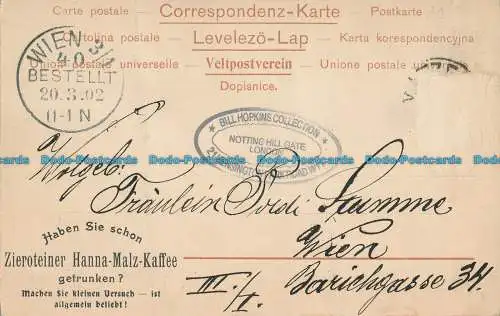 R032240 Alte Postkarte. Ein Mann und zwei Frauen. 1902. B. Hopkins