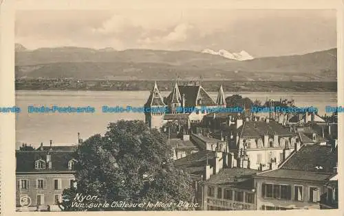 R030651 Nyon. Blick auf das Schloss und den Mont Blanc