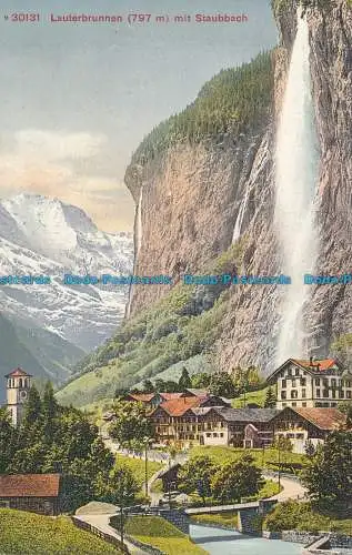 R033473 Lauterbrunnen mit Staubbach. Photoglob