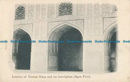 R032364 Innenraum von Dewan Khas und seine Inschrift. Agra Fort. B. Hopkins