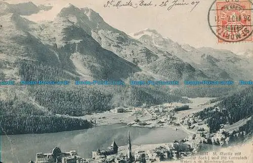 R032373 St. Moritz mit Biz Surlej und Piz Corvatsch. 1907. B. Hopkins