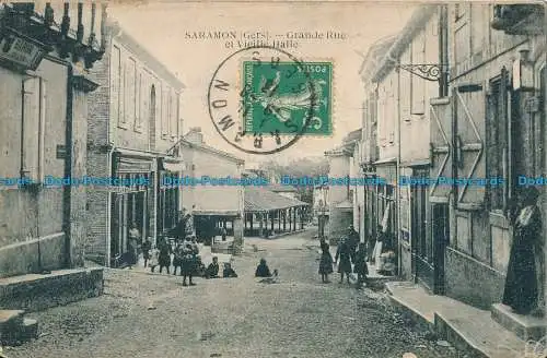 R032405 Saramon. Große Straße und Alte Halle. J. Tapie. B. Hopkins. 1913