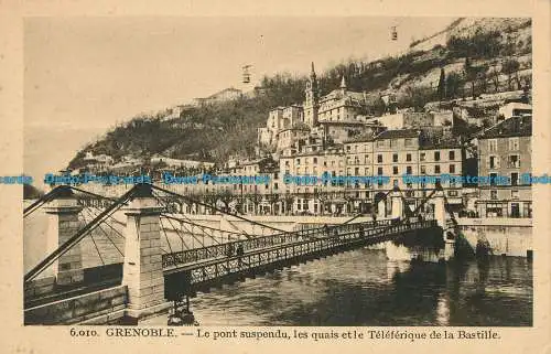 R033576 Grenoble. Die Hängebrücke, die Kais und die Bastille-Seilbahn. A