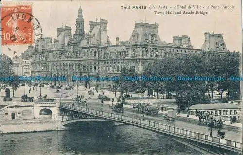 R031796 Tour Paris. Rathaus und Arcole-Brücke