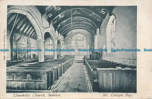 R031884 Innenraum der Kirche Llandrillo. Nr. Colwyn Bay. Schraubenschlüssel. Nr. 3348. 1908