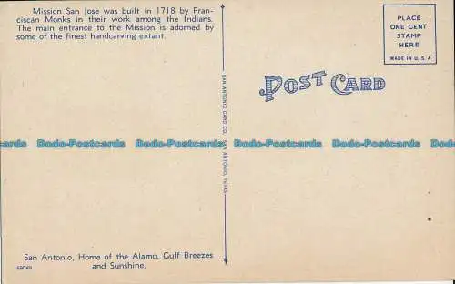 R033825 Vordertür. Mission von San Jose. San Antonio. Texas