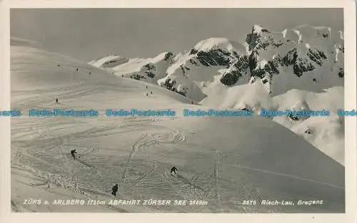 R033829 Zurs s. Arlberg 1720m Abfahrt Zurser See 2149m. Risch Lau. Nr. 2575. RP