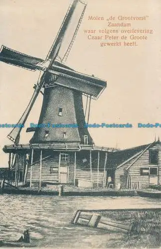 R033909 Molen aus Grootvorst. Zaandam waar Volgens Overlevering Czaar Peter de Gr