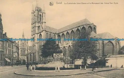 R033172 Gent. Die St.-Bavon-Kathedrale und das Denkmal der Brüder Van Eyck. Ern.