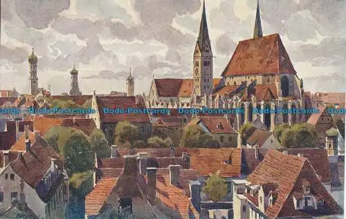 R033299 Augsburg. Blick auf den Dom. Gemalt von J. Marschall. Karl Alber