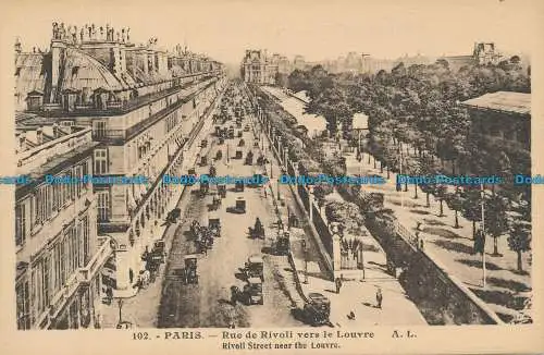 R033372 Paris. Rivoli-Straße in der Nähe des Louvre. A. Leconte