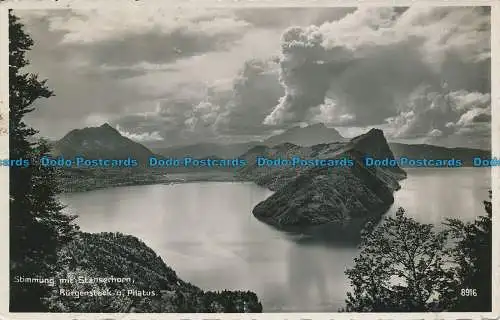 R034191 Stimmung mit Stanserhorn. Burgenstock u. Pilatus. Papagei. Nr. 8916