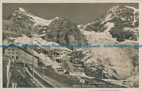 R034272 Jungfraubahn. Station Eigergletscher mit Eiger und Monch