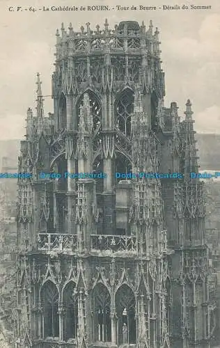 R034275 Die Kathedrale von Rouen. Butterturm. Details zum Gipfel. ACV Nr. 64