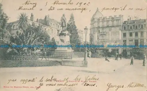 R034295 Nancy. Statue und Place Thiers. zusammen. 1902