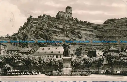 R034651 Kaub Rhein. Blucherdenkmal u. Burg Gutenfels. 1961