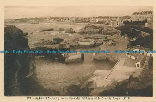 R034660 Biarritz. Der Hafen der Fischer und der große Strand. Marcel Delboy. Nr. 727