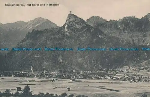 R034720 Oberammergau mit Kofel und Notspitze. Jos. Mayrs