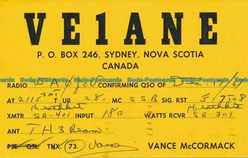 R035285 alte Postkarte. Vance McCormack. 1968