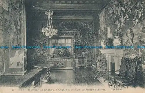 R035588 Pau. Innenraum des Schlosses. Schlafzimmer von Jeanne d Albert. ND. Nein