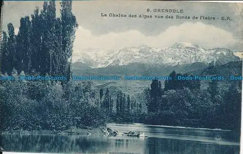 R035652 Grenoble. Die Alpenkette mit Blick auf die Ufer der Isere. E.R.Nr. 8