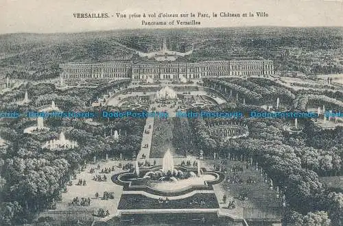 R035797 Versailles. Vogelperspektive auf den Parc le Chateau und die Stadt.