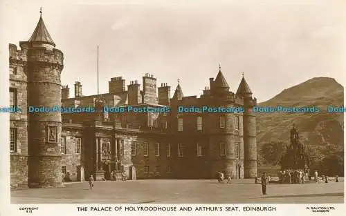 R000398 Der Palast von Holyroodhouse und Arthurs Sitz. Edinburgh. W. Ralston. RP.