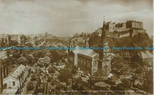 R000864 Edinburgh Castle und Princess Street aus dem Westen. Valentinstag. RP. 1933