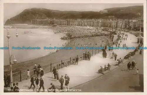 R001385 Die Promenade mit Blick nach Norden. Aberystwyth. RP. B. Hopkins