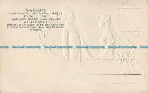 R001842 Alte Postkarte. Frau und Mann