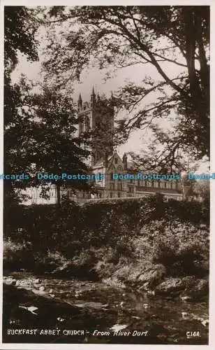 R001639 Buckfast Abbey Church. Von River Dart. Photochrom. Nr. C144