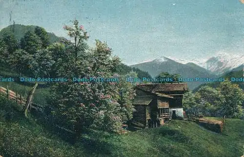 R001940 alte Postkarte. Haus und Berge