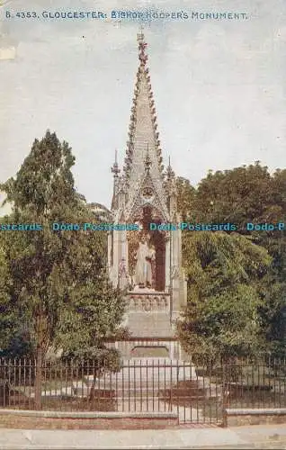 R002604 Gloucester. Bishop Hoopers Monument. Photochrom. Celesque. Nr. B.4353