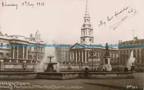 R004080 Trafalgar Square mit Brunnen und St. Martins Kirche. London. Horwo