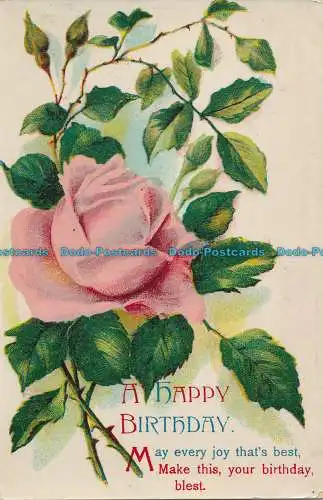 R003088 Grußpostkarte. Alles Gute zum Geburtstag. Rosa Rose. H.B. Nr. 0788. 1914