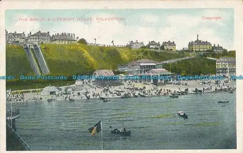 R003820 Das Strand- und Rettungsboothaus. Folkestone. 1908