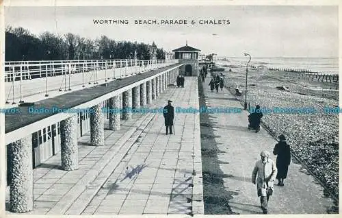 R004291 Worthing Beach. Parade und Chalets. Dennis. 1939