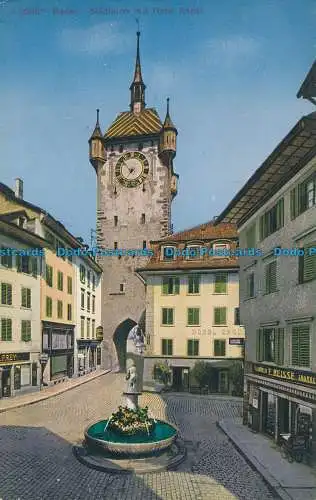 R012117 Baden. Stadtturm mit Hotel Engel. Photoglob. B. Hopkins