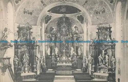 R012128 Oberammergau. Inneres der Kirche. Lorenz Franzl. B. Hopkins