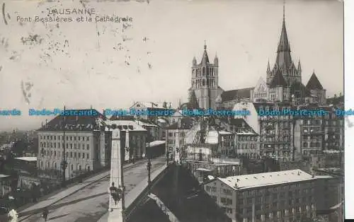 R012151 Lausanne. Pont Bissieres und die Kathedrale. Perrochet und David. 1912. B.